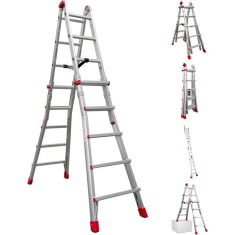 Scala in alluminio multiposizione 10+10 gradini Scala trasformabile Scala a gradini da 4,7 m Portata massima 150 kg (1/5)