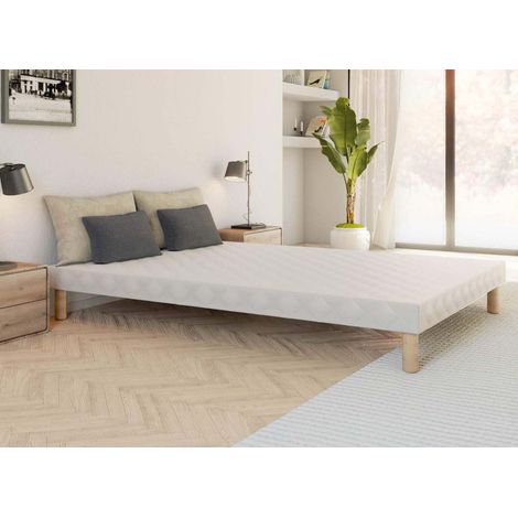 Deco In Paris – Sommier tapissier 160 x 200 cm – 4 pieds en bois scandinave – Anti-acariens – Fabrication française – Confort optimal