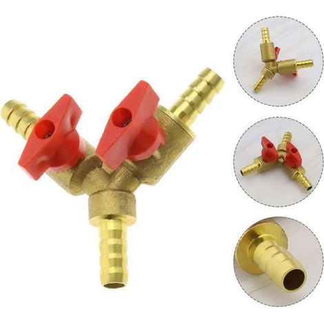 Raccord Y - Laiton - 8 mm - 3 Voies - Air Eau Gaz - 1 Pièce (1/5)