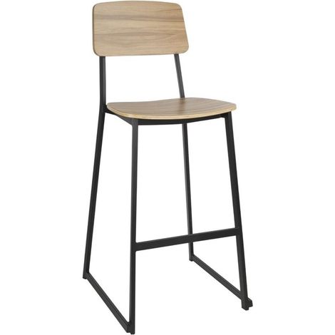 Lot de 2 tabourets hauts d'intérieur (H)820 x (L)560 x (P)510 mm empilables, en acier, bois, BEAUFORT (1/5)