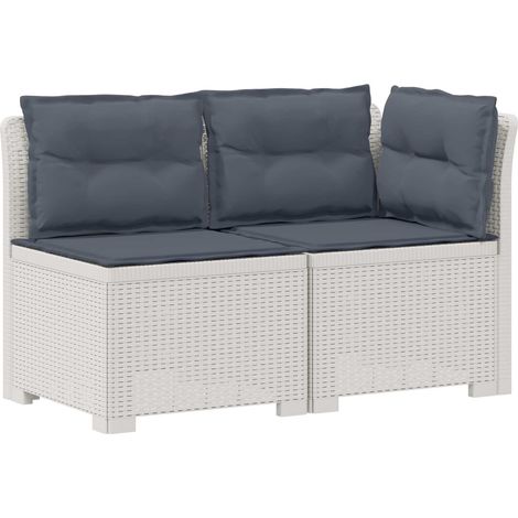 Maison Exclusive - 2-Sitzer Garten-Sofa mit Kissen Rattan-Look PP (1/5)