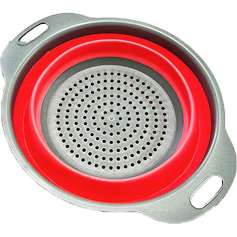 Passoire pliable en silicone, passoire pliable corbeille à fruits de cuisine passoire pliable panier passoire ensemble pour cuisine maison (rouge, petit) (1/4)