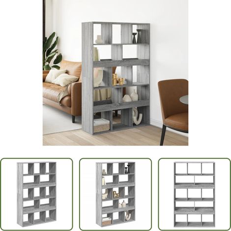 vidaXL Étagère décorative - Cloison de séparation sonoma gris bois d'ingénierie (1/5)
