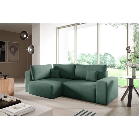Ecksofa Schlafsofa Sofa ARONA in Stoff Centaur Meeresgrün Ottomane Links