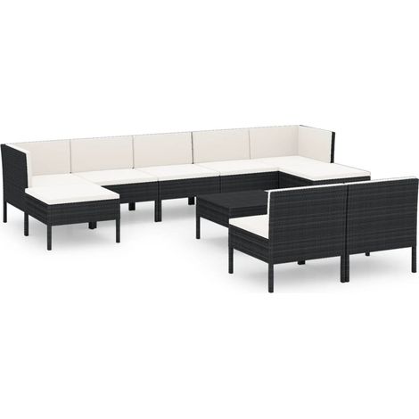 10 PCS Garden Lounge Set con Vime PE Negro