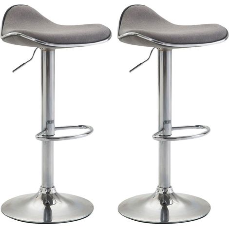 Set 2 sgabelli bar con seduta ergonomica in tessuto grigio chiaro con piede a tromba in metallo 100004411