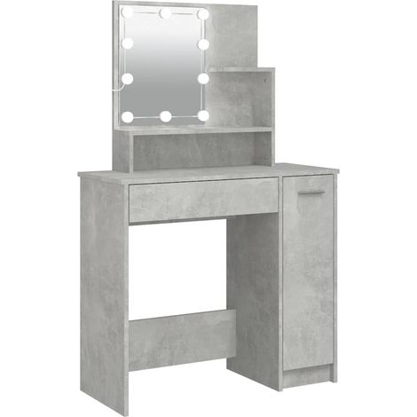 Coiffeuse avec LED Gris béton 86,5x35x136 cm