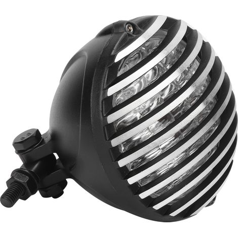 12V-LED-Motorradscheinwerfer mit Retro-Klarglaslinse und goldenem Schutzgitter (1/5)