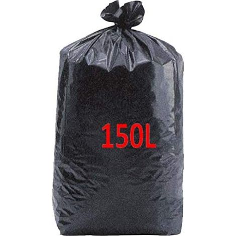 Le Plus De L'Entretien – Sacs poubelle haute résistance 150 litres – Lot de 100 sacs – Résistants aux déchirures pour déchets lourds – Noir