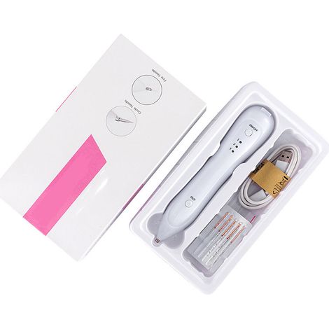 Stylo éliminateur de grains de beauté 3 vitesses, appareil rechargeable USB pour taches cutanées, lot de 5 embouts de précision (1/5)
