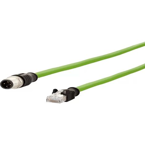 Metz Connect 142M4D15010 M12 Patchkabel CAT 5e S/UTP 1.00 m Grün PUR-Mantel, Säurebeständig, Ozonbes (1/2)