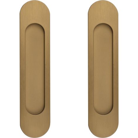 CCYKXA 18 cm ovale selbstklebende Schiebetürgriffe, 2 Stück, bündig abschließender Griff aus Aluminiumlegierung in Bronze-Gold, stanzfrei für Schiebetüren, Scheunentore, Fensterschränke