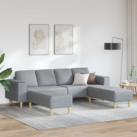 vidaXL Wohnzimmer Couch 3 pcs Hellgrau Polyester (1/5)