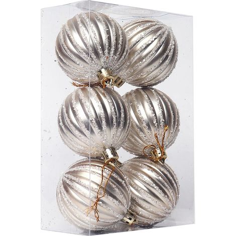 Boule De Noël - 6 cm - En Plastique - Ornement Pour Arbre De Noël - Résistant Aux Chocs - Lot De 6 Pièces (1/5)