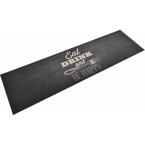 Alfombrilla de cocina lavable de diseño moderno 150 x 45 cm para uso interior antideslizante terciopelo negro 020046050 (1/5)