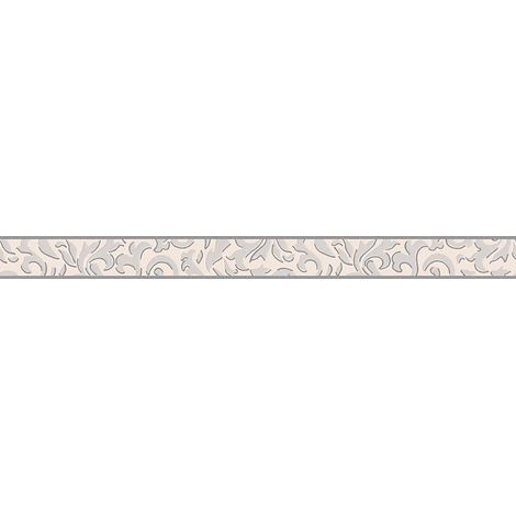 Frise papier peint motif ornements élégants Frise tapisserie grise & beige pour couloir & chambre Frise murale à motif salon (1/2)
