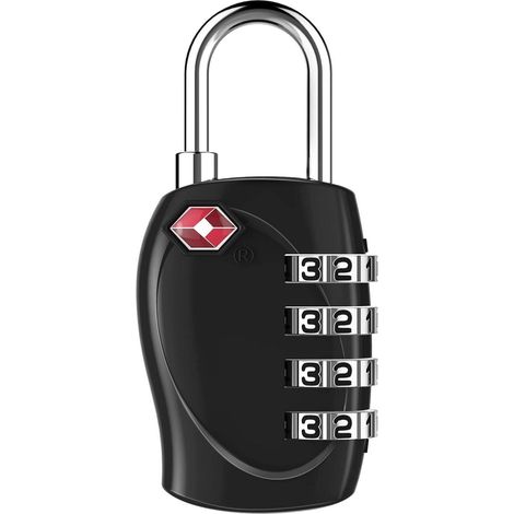 Zahlenschloss 4-stellig TSA für Koffer, Rucksack, Fahrradtasche, Schwarz (1/5)