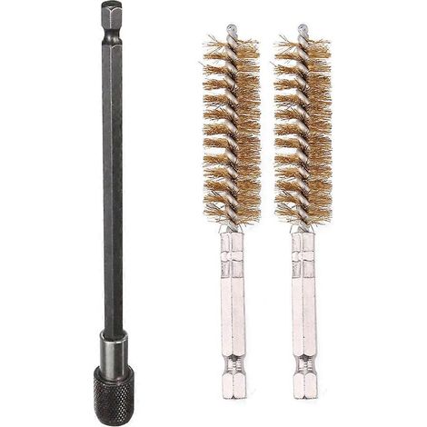 Ensemble de 2 brosses hexagonales pour le nettoyage et le polissage des tuyaux, avec rallonge pour foret.