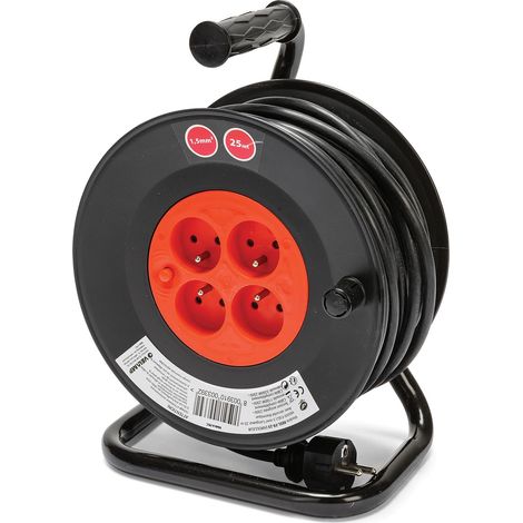 Enrouleur Rallonge Électrique 15M, Rallonge Prolongateur Multiprise avec 4 Prises IP44 (2P+T) + 1 Fiche FR 16A - Câble H05 VV-F 3G1,5 mm² - Bricolage, Chantier, Jardin (1/5)