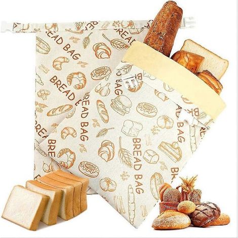 Sacs à pain réutilisables en cire d'abeille (lot de 2), sacs en cire d'abeille pour pain au levain/fait maison, fabriqués en tissu de coton naturel à la cire d'abeille [DB]