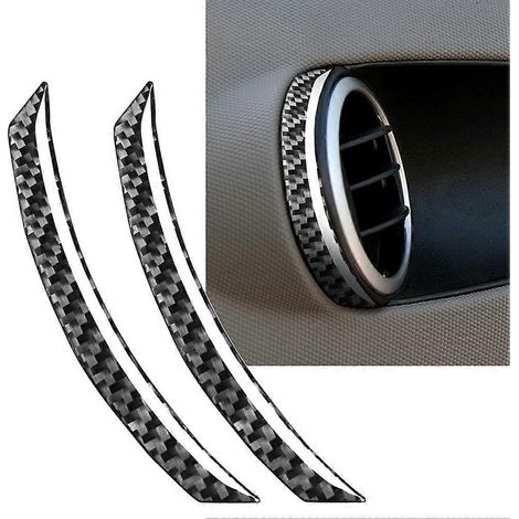 2x Garniture de cadre de climatisation de porte intérieure de voiture en fibre de carbone, autocollant décoratif ABS pour Nissan 350Z 2003 2004 2005 2006 2007 2008 2009 (1/5)