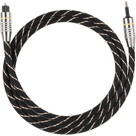 Cavo audio digitale in fibra ottica da Toslink a mini-jack da 3,5 mm con connettore SPDIF placcato oro, lunghezza 1 m.