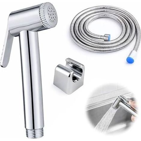 WC-Bidet mit Edelstahl-Wandhalterung und 120 cm Schlauch, Duschkopf für Toilette, Badezimmer, WC, silberchrom - (1/5)