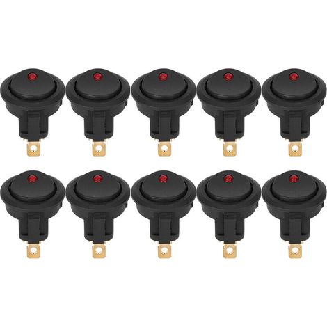 Jeffergarden 10 pcs Ronde Rocker ON/OFF 12 V tanche SPST Interrupteur LED Projecteur Argent Terminal 3Pin