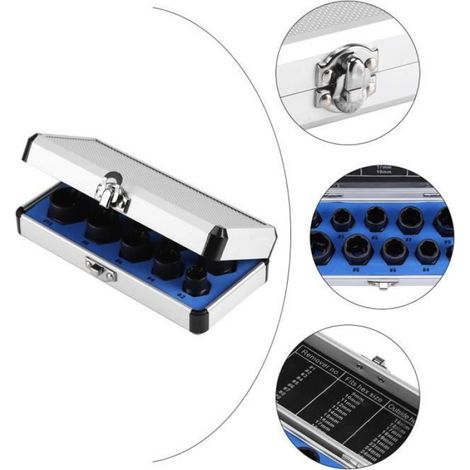 Extracteur De Boulon - Alliage Durable - Pour Têtes De Vis Endommagées - 10 Pièces - Tailles 9 À 19 Mm (1/4)
