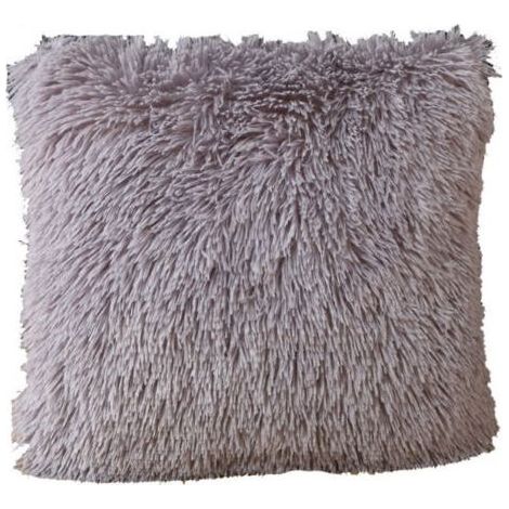 Lot de 2 housses de coussin en fausse fourrure de luxe, super douces, gris, 43x43 cm, pour canapé, chambre, lit. (1/4)