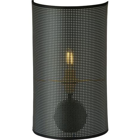 Lampada a Parete Aston, Acciaio verniciato a polvere, Tessuto, Nero, Bianco, Oro, 18x32x8 cm