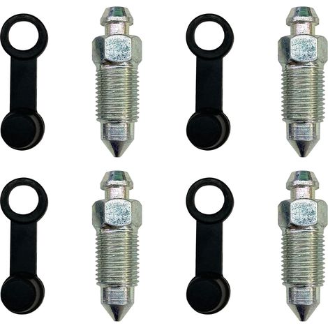 4 Pièces Vis de Purge d'étrier Frein de Moto Vis de Mamelon de Purge M10x1mm avec Capuchon Anti-poussière pour Motos Voitures Pompes de Frein (1/5)