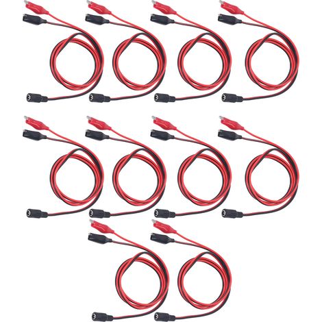 Câble d'alimentation CC vers double pince de test, âme en cuivre, adaptateur secteur pour charge de batterie, 1 m (3,3 pi), 10 connecteurs femelles CC (1/5)