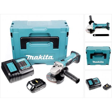 Amoladora angular sin cable Makita DGA 452 SA1J 18 V 115 mm + 1x batería recargable 2,0 Ah + cargador + Makpac