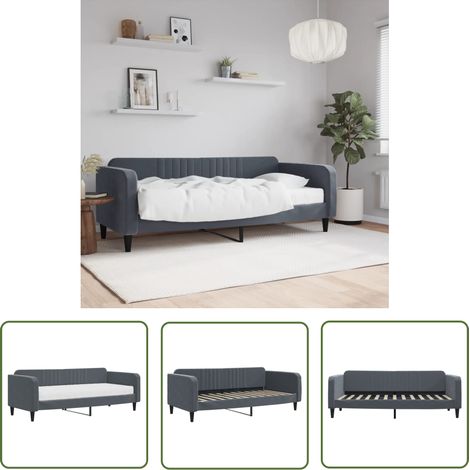 vidaXL Tagesbett mit Matratze Dunkelgrau 90x200 cm Samt (1/5)