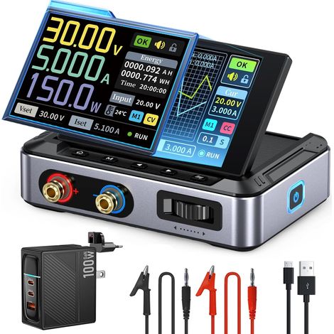 Alimentation Variable DC, DPS-150 30V 5A CNC DC Adjustable Power Supply avec 4 Digit IPS Display, Power Ripple 20mV, PD/QC/DC Input, PC Programmable Switching Power Supply (1/5)