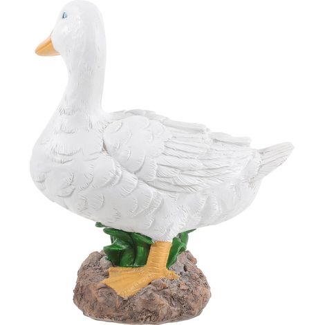 Harzfigur Weiße Ente Klein Gartendekoration Teich Ornament