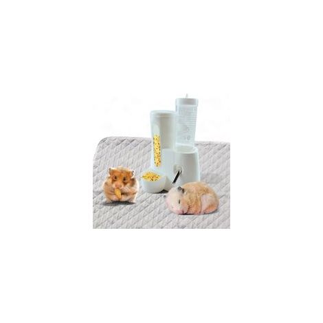 Tropffreie Trinkflasche für Hamster, Trinkflaschenständer mit Reinigungsmatte, 2-in-1-Trinkautomat, Hamsterkäfigzubehör, Spielzeug für Ratten, Meerschweinchenkäfigzubehör (Matte, 71 x 51 cm) – Crezuo