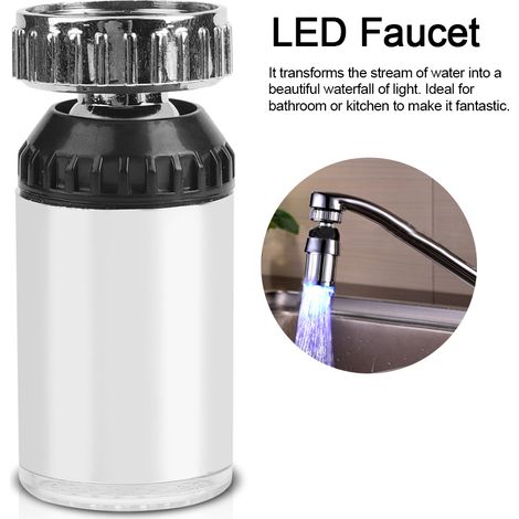 Robinet de lavabo rotatif à ° couleurs changeantes LED capteur température du d'eau cuisine 360 3 (1/4)