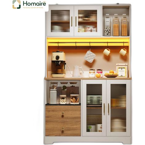 Buffet avec rangement et port USB blanc en mdf 110 x 40 x 178 cm HOMAIRE (1/5)