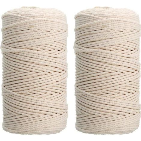 Corde de coton - Modèle 911279 - 3mm - 2pcs - Beige naturel - 420m (1/4)