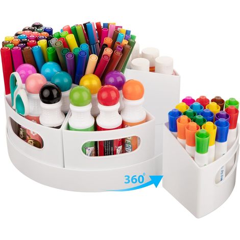 Um 360° drehbarer Stifthalter für den Schreibtisch – Aufbewahrungs-Organizer mit 7 Fächern für Künstlerbedarf, Marker-Organizer und drehbarer Make-up-Organizer für Zuhause, Büro (1/5)