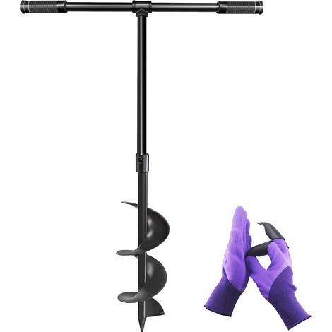 Tarière Manuelle, 150mmØ x 960mm Tariere de Jardin, Tarière de Terre avec Gloves, Tariere pour Faire Trou Planter des Arbres Arbustes Culture (1/5)
