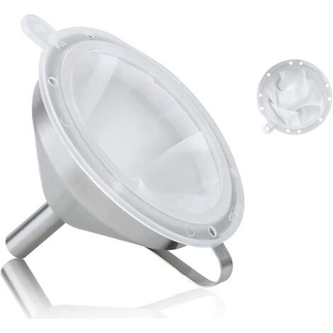 Stainless Steel Funnels 5 Inch / 13 cm Kitchen Funnel with Handle Strainer and 200 Mesh Filter For Transferring Liquid Ingredients Jam (1/4)