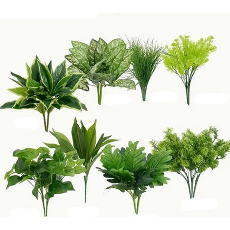 pièces de fausses plantes simulées,plantes d'herbe persane simulées matériaux décoration murale 18 vertes (1/5)