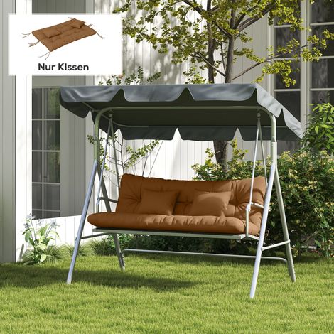 Set di 4 cuscini per sedia, 150x50 cm, idrorepellenti, con lacci, spessore 10 cm, color beige.