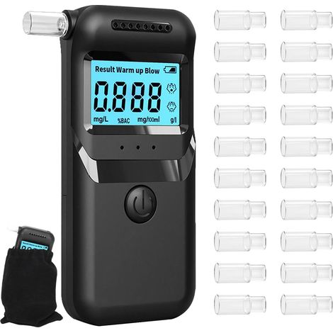 Breathalysers,Professional,Portable- High-Precision Digital Alcohol tester & breathalyzer with 20 Mouthpieces  Auto-Voice Alert,Digital LED Alcohol Breath tester  UK Breathalyser