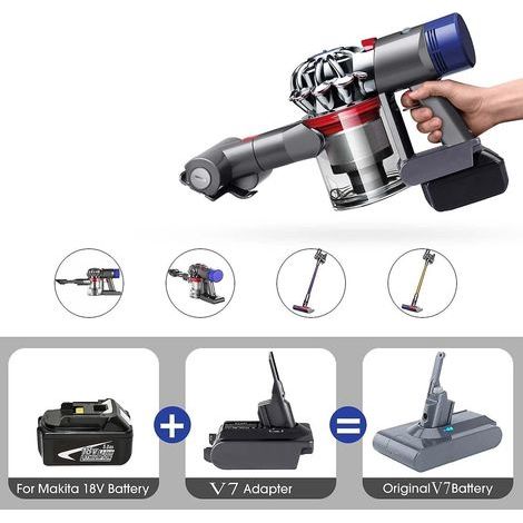 18-V-Lithium-Akkuadapter für Dyson V7 Staubsauger. Ersetzt den Originalakku. Kompatibel mit Makita 18V BL1860 und BL1850. (1/5)