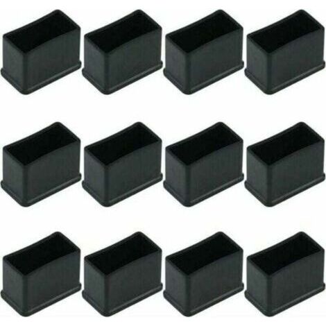 Set mit 12 rechteckigen Filzgleitern für Tisch- oder Stuhlbeine – schwarz, 15 × 30 mm