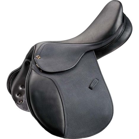 17", marrone: Selle d'obstacle modèle London en cuir de veau Close Contact style français et siège moyennement profond avec arches réglables (1/5)